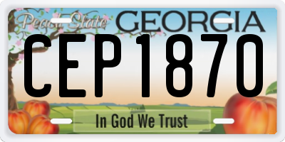 GA license plate CEP1870