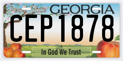 GA license plate CEP1878