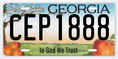 GA license plate CEP1888