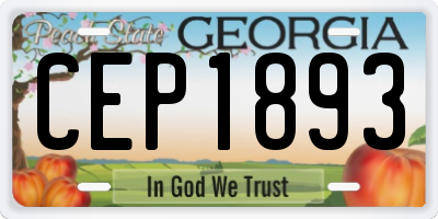 GA license plate CEP1893