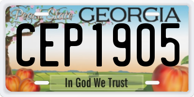 GA license plate CEP1905