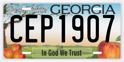 GA license plate CEP1907