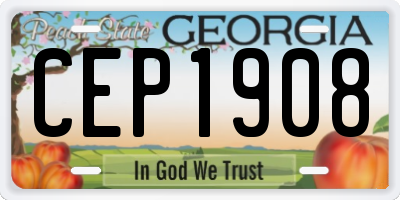 GA license plate CEP1908