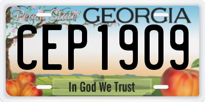 GA license plate CEP1909