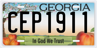 GA license plate CEP1911