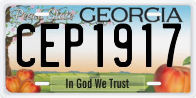 GA license plate CEP1917
