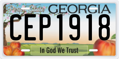 GA license plate CEP1918