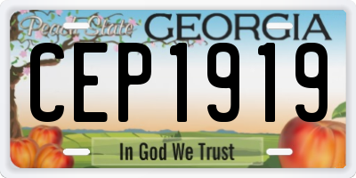 GA license plate CEP1919