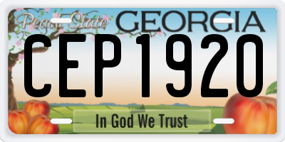 GA license plate CEP1920