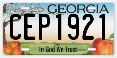 GA license plate CEP1921