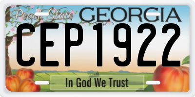 GA license plate CEP1922