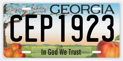 GA license plate CEP1923