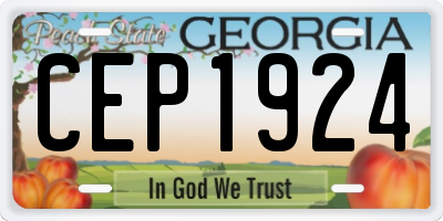 GA license plate CEP1924