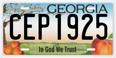 GA license plate CEP1925