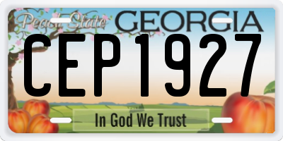 GA license plate CEP1927