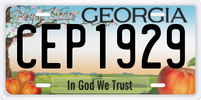 GA license plate CEP1929