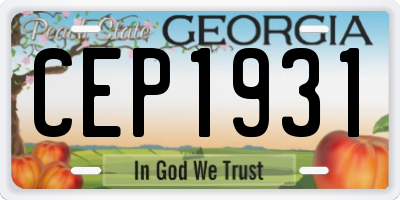 GA license plate CEP1931