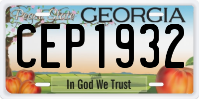 GA license plate CEP1932