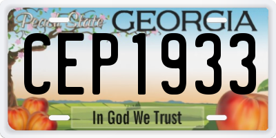 GA license plate CEP1933