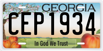 GA license plate CEP1934
