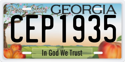 GA license plate CEP1935