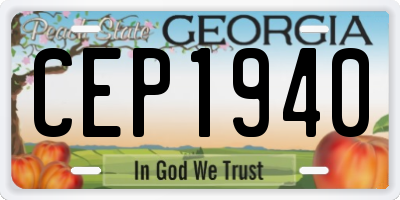 GA license plate CEP1940