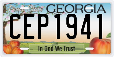 GA license plate CEP1941