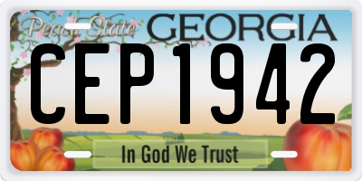 GA license plate CEP1942