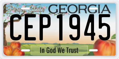 GA license plate CEP1945