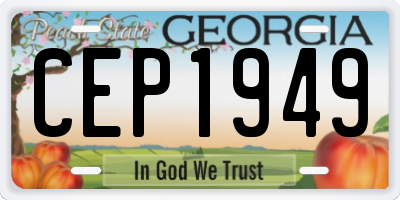 GA license plate CEP1949