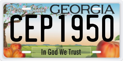 GA license plate CEP1950