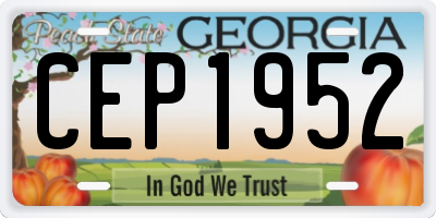 GA license plate CEP1952