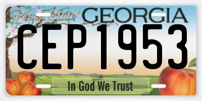 GA license plate CEP1953