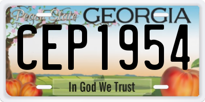 GA license plate CEP1954