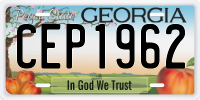 GA license plate CEP1962