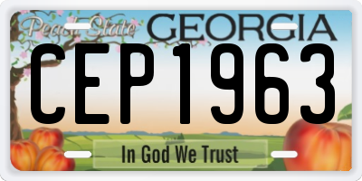 GA license plate CEP1963