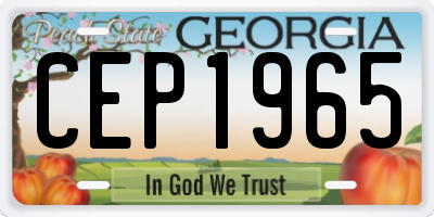 GA license plate CEP1965