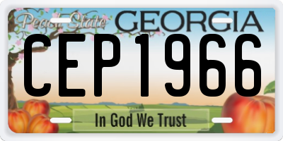 GA license plate CEP1966