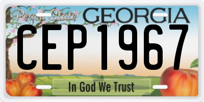GA license plate CEP1967