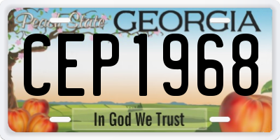 GA license plate CEP1968