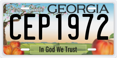GA license plate CEP1972