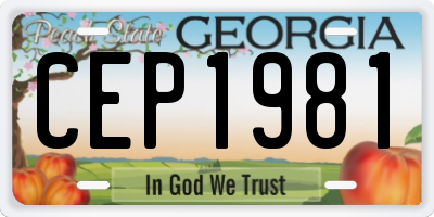 GA license plate CEP1981