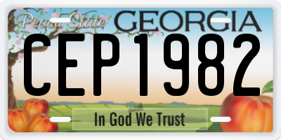 GA license plate CEP1982