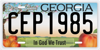 GA license plate CEP1985