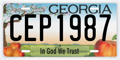 GA license plate CEP1987