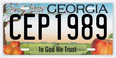 GA license plate CEP1989