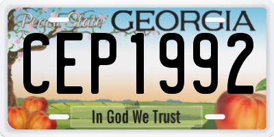 GA license plate CEP1992