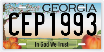 GA license plate CEP1993