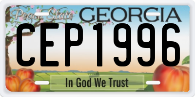 GA license plate CEP1996