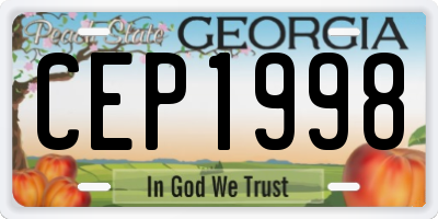 GA license plate CEP1998
